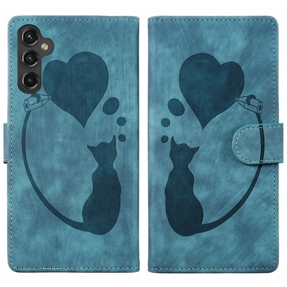 Compatible With Samsung Galaxy S26 5G 6.3" Pu Leather Flip Wallet Case Â Cat Pattern, Magnetic Closure & Card Slots Blue 9193271808329