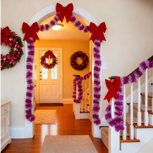 7.5FT Hot Pink Metallic Tinsel Garland for Christmas Tree, Party & Indoor/Outdoor Decor – Compatible with Standard Hooks