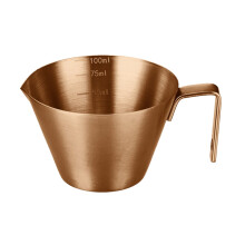 1 ks nerezová šálka na espresso, odmerka s dvojitým výlevom a stupnicou, 100 ml, rukoväť, kompatibilná s espresso kávovarmi