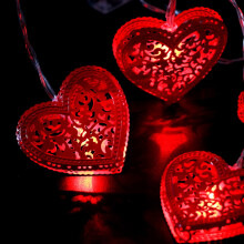 5.4FT Red Heart Fairy Lights, Battery-Operated, 10 LED, Indoor/Outdoor, Compatible with Mothers Day, Christmas, Proposal, Anniversary, Valentine's