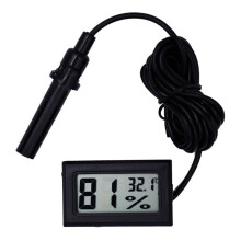 QIFEI Mini Digital Thermometer Hygrometer with External Probe – LCD Temp & Humidity Monitor for Incubators, Brooders, Reptile/Aquarium Tanks