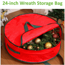 24" Red Christmas Wreath Storage Bag – Heavy-Duty, Waterproof & Reusable, Compatible with 24" Wreaths