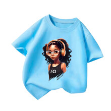 Girls Graphic Tees Short Sleeve Crewneck Oversized T Shirts Summer Clothes for Girls Blue 8-10 Years