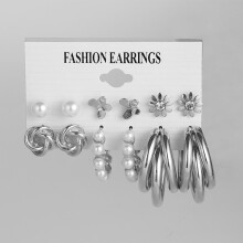 6-Pc Pearl Chain Drop Earrings Set for Women, Hypoallergenic Stud & Dangle Hoops – Birthday Party Jewelry