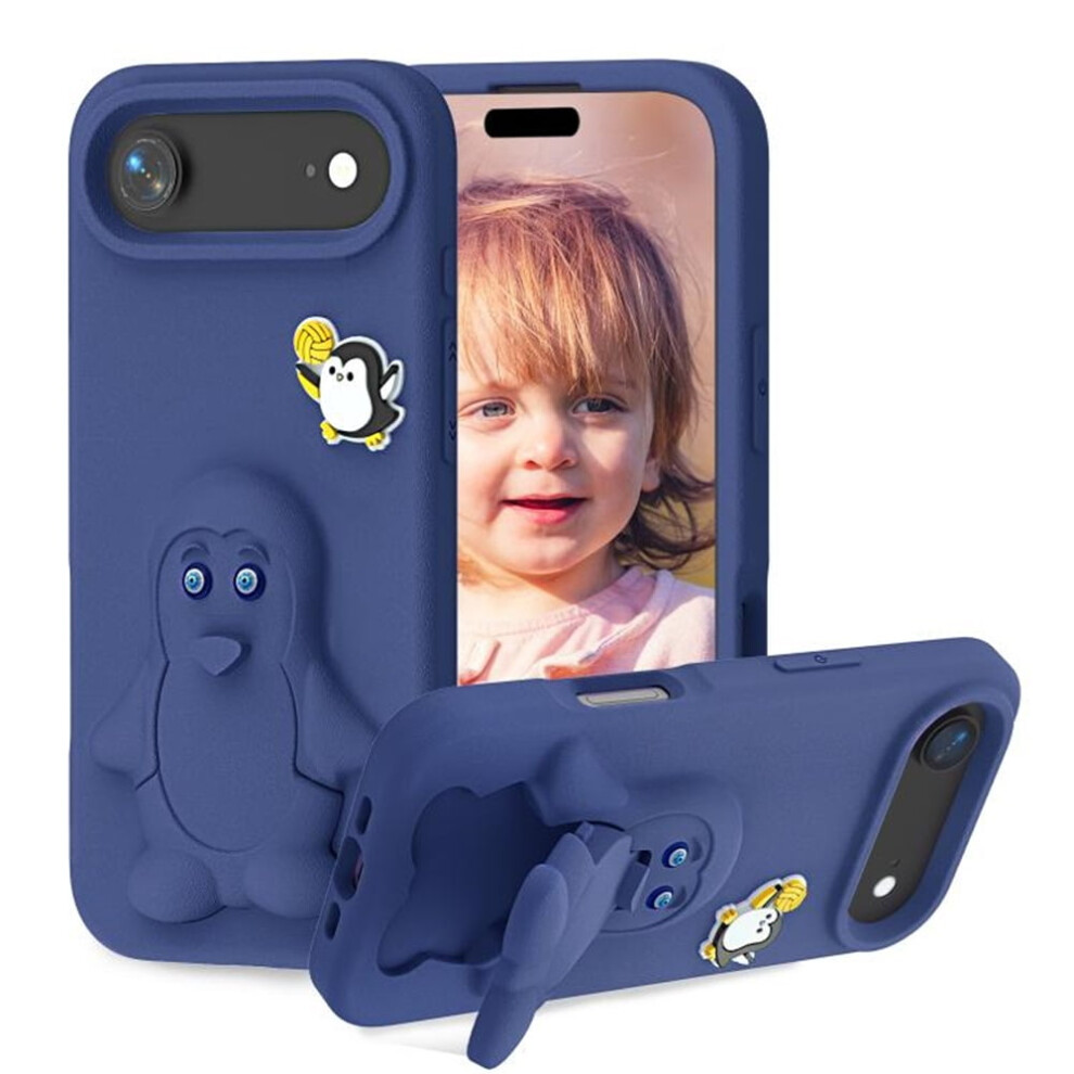 Cartoon Penguin Baby Stand Eva Phone Case, Dark Â Compatible With Iphone Air Blue 9418476668913