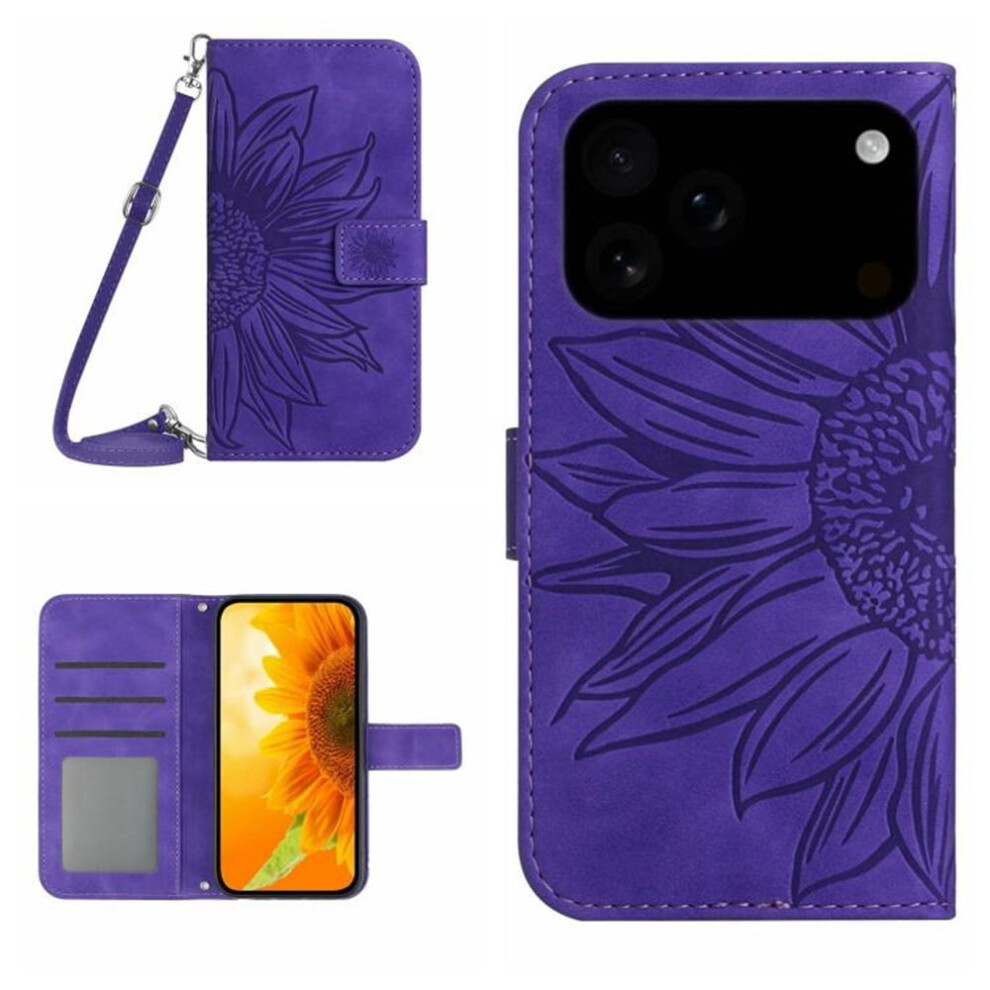 Sunflower Embossed Pu Leather Wallet Case For Iphone 17 Pro 9130661381826