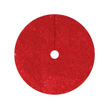 Red Vintage Style Christmas Tree Skirt With Sequin And Glitter For Tree Decoration Size 60Cm With Base Cloth For Traditional Festive Look