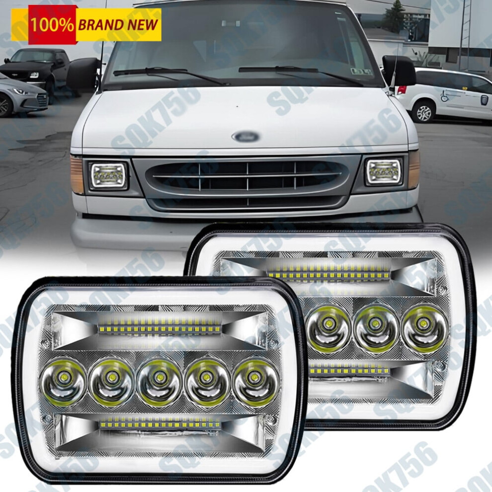 2Pc 5X7" 7X6 Led Headlights For Ford E-100 E-150 E-250 Econoline Van W/ Drl Turn 9418476669170