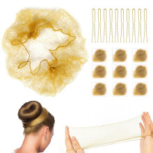 Blonde Ballet Bun Nets Set: 20pcs Invisible Mesh Nets + 20pcs U-Shaped Pins, Elastic Edges, Compatible with Ballet Buns