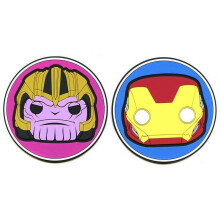 Avengers Endgame coaster set featuring Thanos and Iron Man