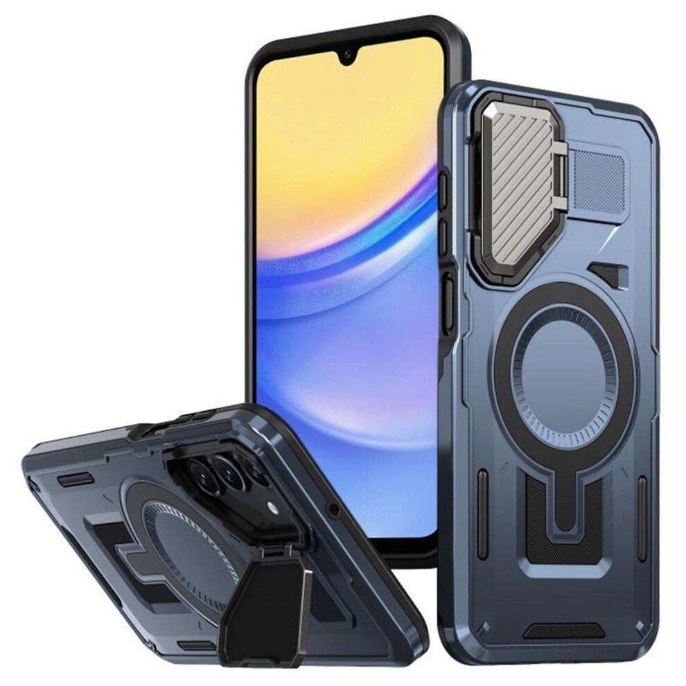 Rugged Magnetic Case For Samsung Galaxy A15 6.5", Magsafe-Compatible, Adjustable Metal Lens Cover, Military-Grade Protection, Blue 9152228507364