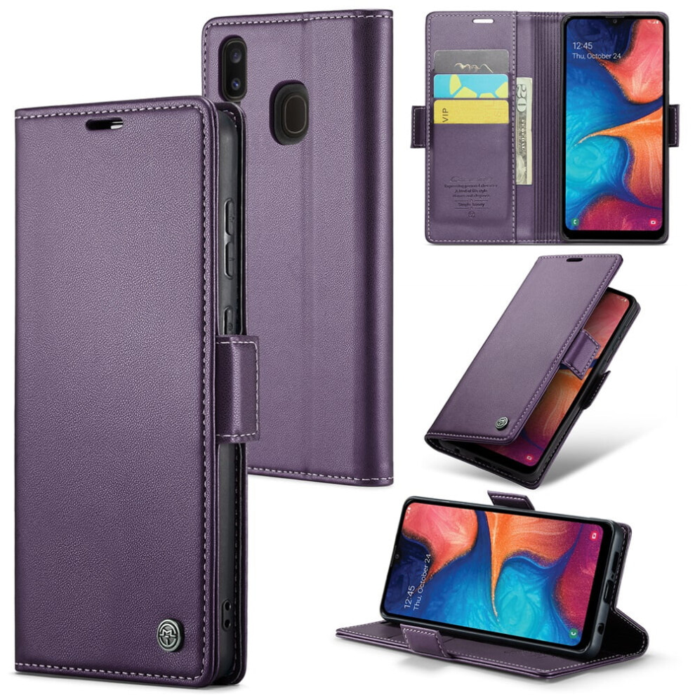Caseme Leather Wallet Case For Compatible With Samsung Galaxy A20/A30/M10s Â Rfid Blocking, Magnetic Clasp, Kickstand, Purple 9418476670312