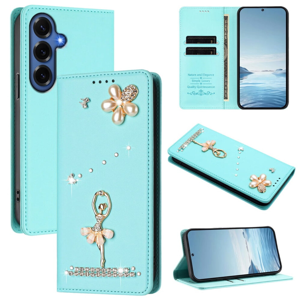 Rfid-Blocking Ballet Girl Flip Wallet Leather Case For Compatible With Samsung Galaxy S25+ 5G / S24+ 5G Â Green 9418476670688