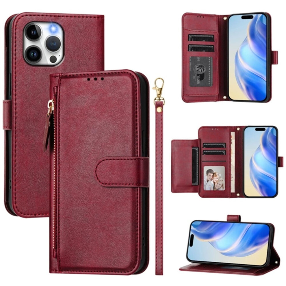 Leather Wallet Case For Iphone 13 Pro Max 6.7", Multi-Card Slots & Zipper, Compatible With Iphone 13 Pro Max Purple 9152228507449