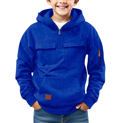 Distressed Hooded Sweatshirt for Big Boys Long Sleeve 1