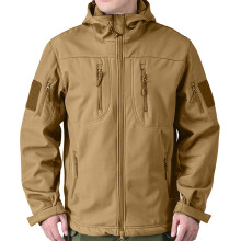 Men's Outdoor Tactical Mountain Climbing Fleece-Lined Long Sleeve Hooded Jacket, Workwear Style Windproof Thermal Winter Coat