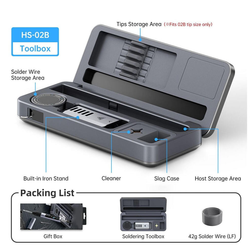 For Fnirsi Hs-02 Smart Soldering Station 100W Electric Soldering Iron With Adjustable Constant Temperature And Fast Heating 9130661901970