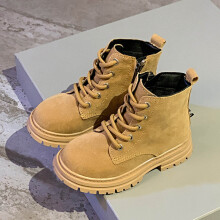 Girls Hiking Boots Anti-Slip Lace-Up Low-Cut Synthetic Leather Shoes 4-14Y British Style Winter Non-Skid Sole