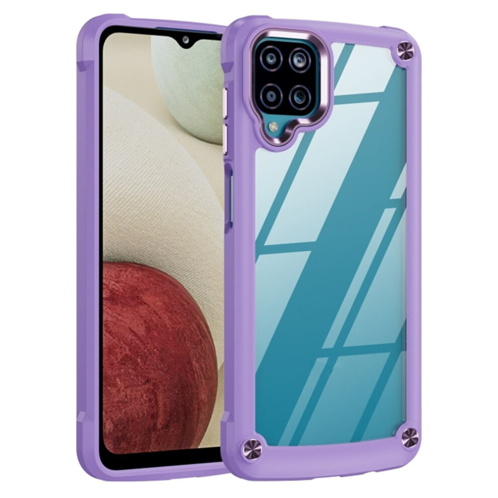 Phone Case For Samsung Galaxy A52 6.5-Inch: Four-Corner Airbag, Shock-Absorbing, Electroplated Alloy Lens Protection, Hard Clear Purple 9130661901949