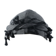 Turban Head Wrap Satin-Lined Velvet Durag Dark Gray One Size