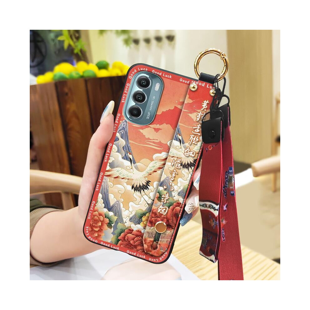 Shockproof Phone Case For Moto G Stylus 5G 2022, With Ring, Kickstand, Wristband, Lanyard & Waterproof Silicone Â Chinese Style 9130661903820