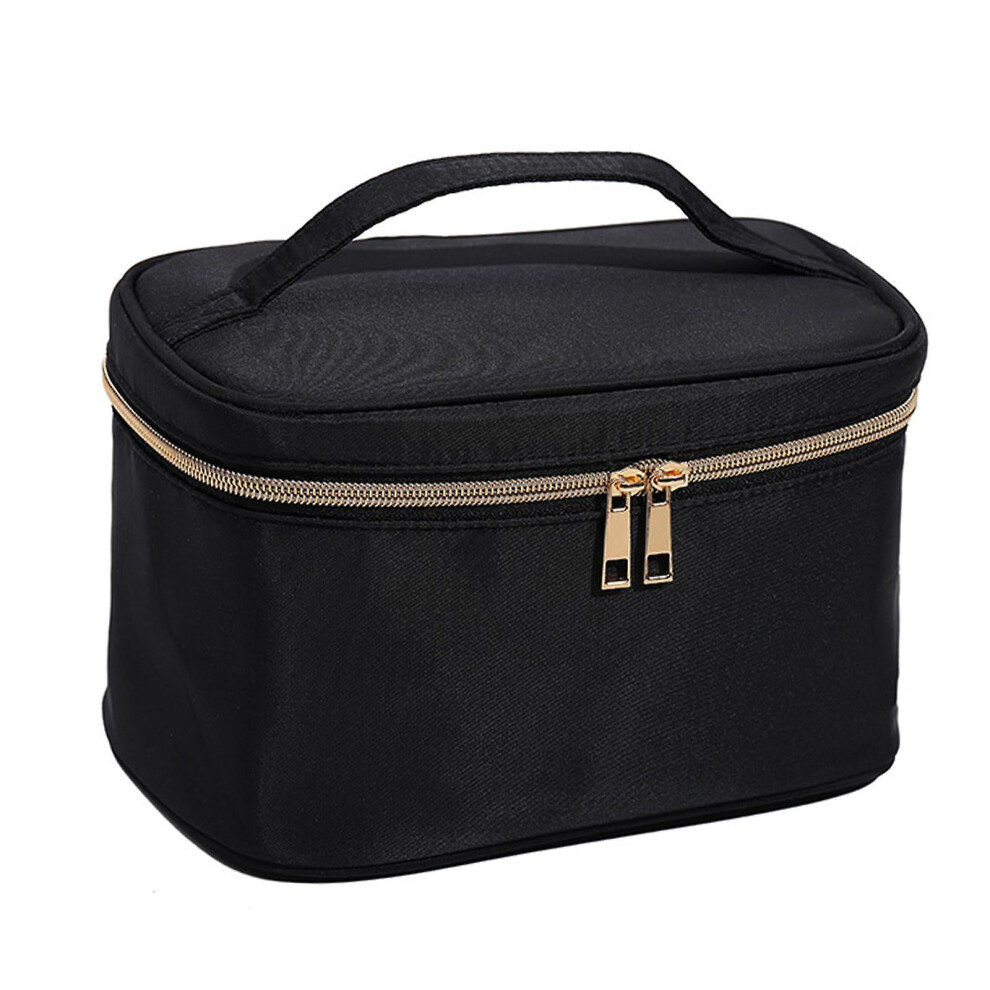 Black Travel Makeup Bag Cosmetic Bag For Hair Accessories Toiletries Business Trip Square