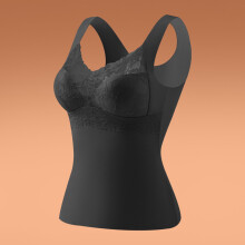Women's V-Neck Lace Trim Camisole with Built-in Padded Bra Solid Color Casual and Comfortable