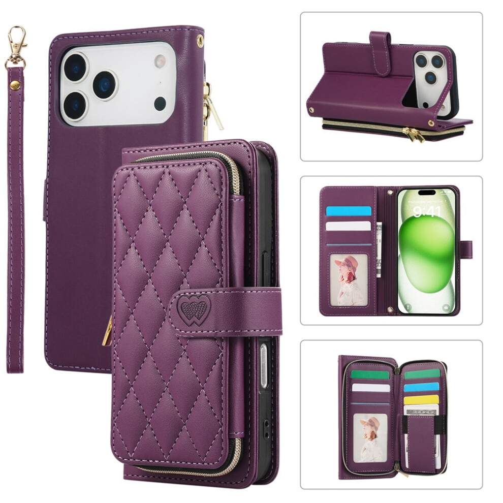 Leather Wallet Case For Iphone 17 Pro Max 6.9" With Strap, 9180435666406