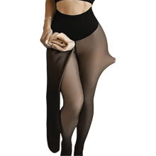 Women's Fleece-Lined Seamless Tights, Thermal Compression Leggings, High Waist Winter Warm Shapewear – Khaki