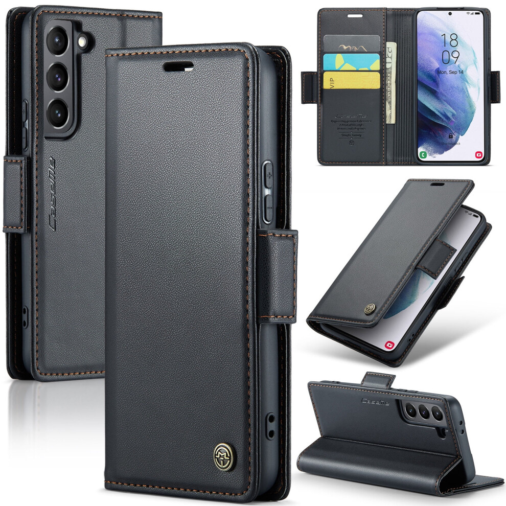 Caseme Leather Wallet Case For Compatible With Samsung Galaxy S21 5G Â Rfid Blocking, Magnetic Clasp, Kickstand, Black 9130661905930
