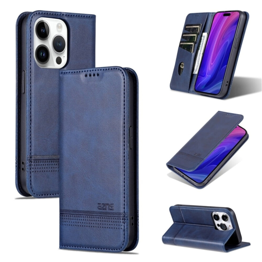 Iphone 15 Pro Pu Leather Wallet Case Blue 9180435666802