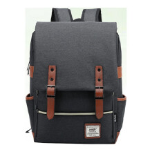 FRCOLOR Canvas Vintage Backpack Travel Backpack Daypack Hiking Camping School Rucksack for Women Men (Dark Gray)