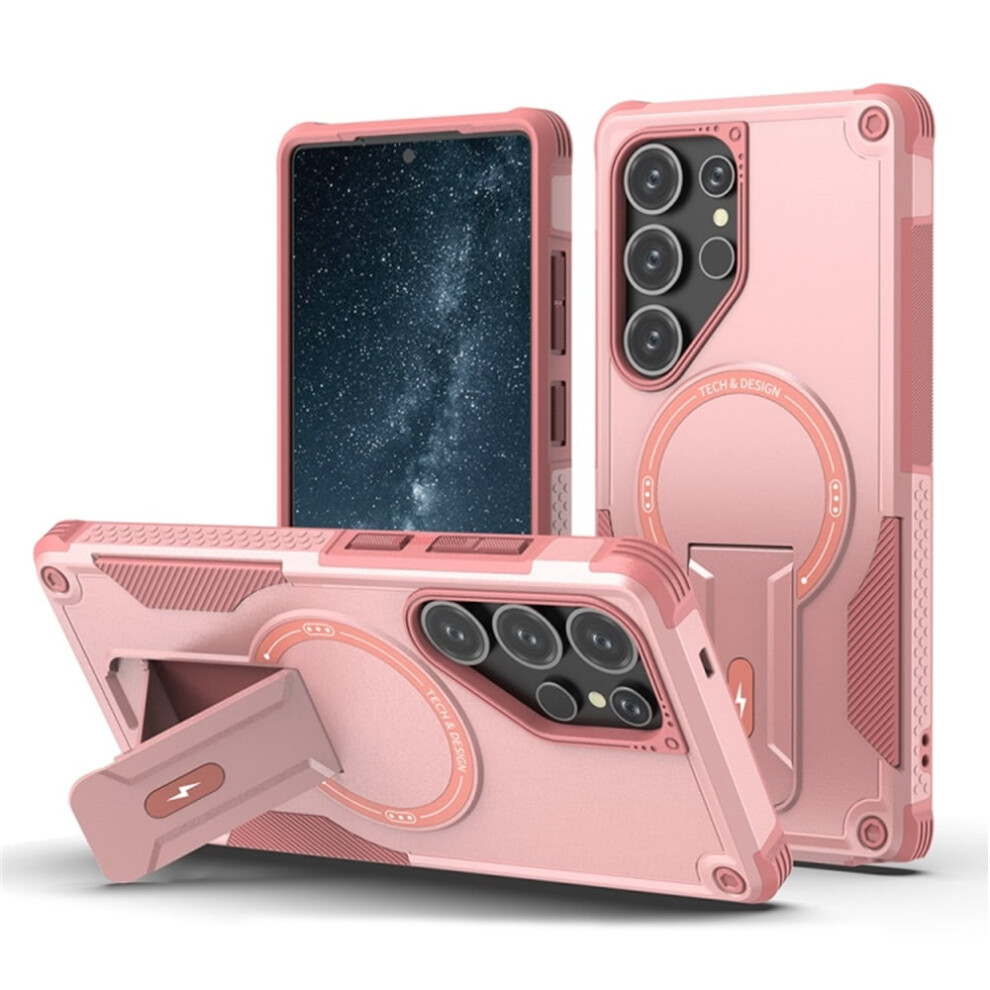 Magsafe-Compatible Case For Samsung Galaxy S25 Ultra 5G Â Military-Grade Shockproof Tpu With Built-In Stand Pink 9152228504936