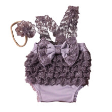 Newborns Photo Props Lace Romper Headwear Set For Girls Soft Comfortable Polyester Photography Accessories