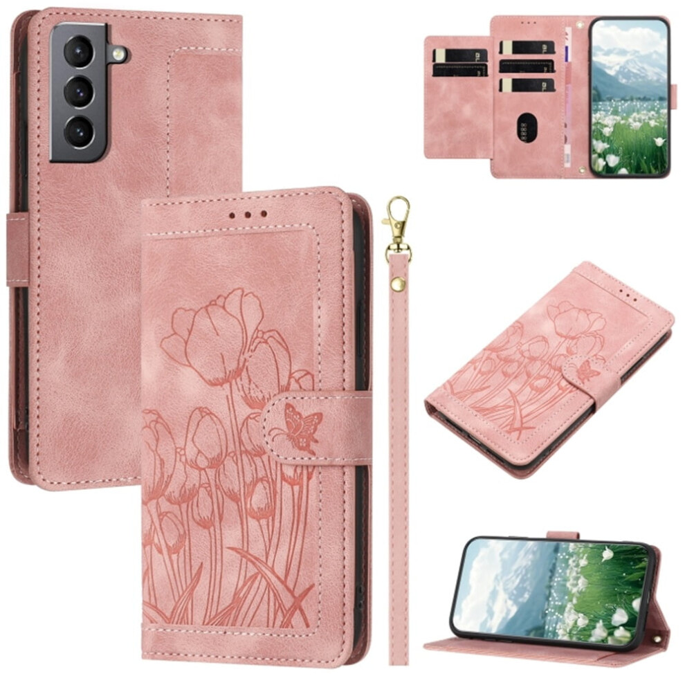 Leather Flip Wallet Case For Samsung Galaxy S22 5G Pink 9180435666857