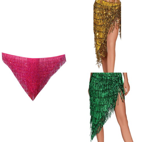 Γυναικείο κασκόλ για χορό της κοιλιάς, φούστα με πούλιες και κρόσσια, κασκόλ για 1