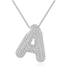Gold Bubble Letter Necklace for Women – Initial Pendant