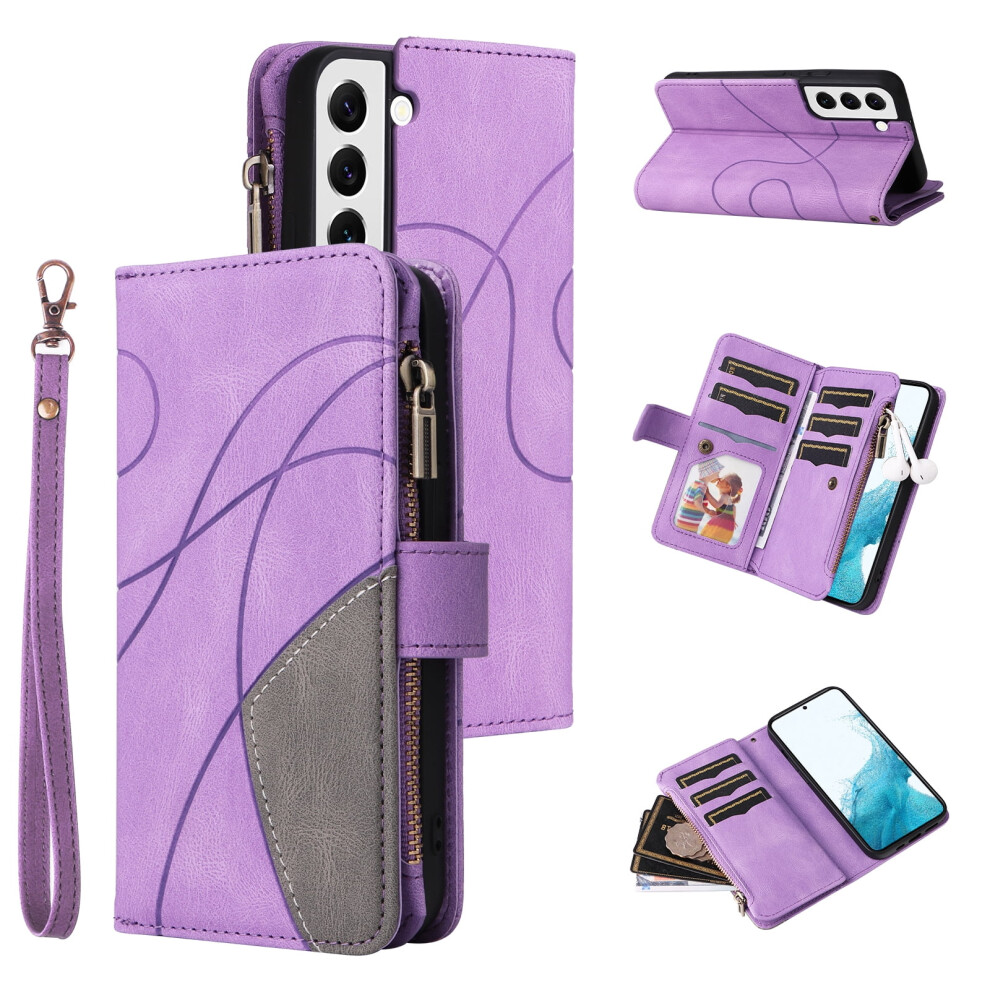 Samsung Galaxy S22 5G Wallet Phone Case Pu Leather Purple 9180435665904