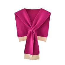 Xale/cachecol feminino de lã tricotada, cor rosa-avermelhado.