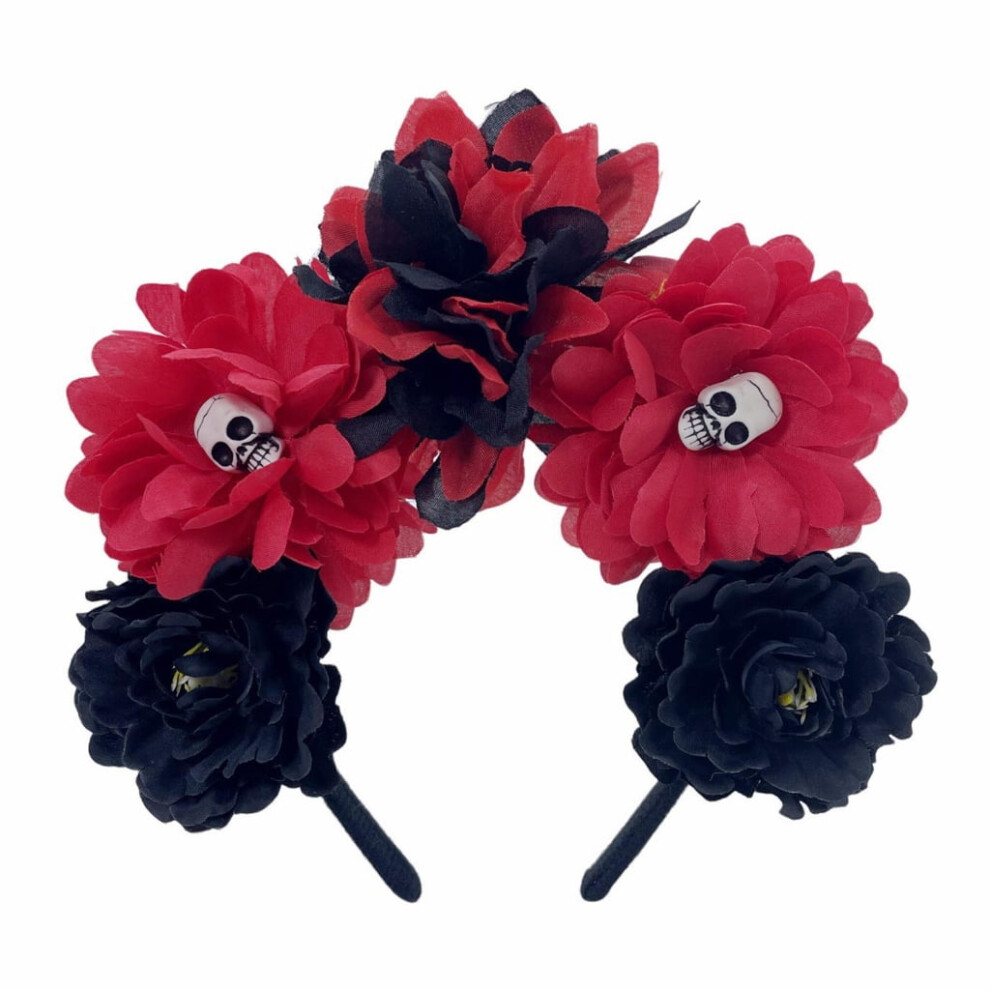 Unisex Dark Handmade Skull Headband Girl Witch Headwear Skull Flower Fursuit Masquerades Halloween Witch Party