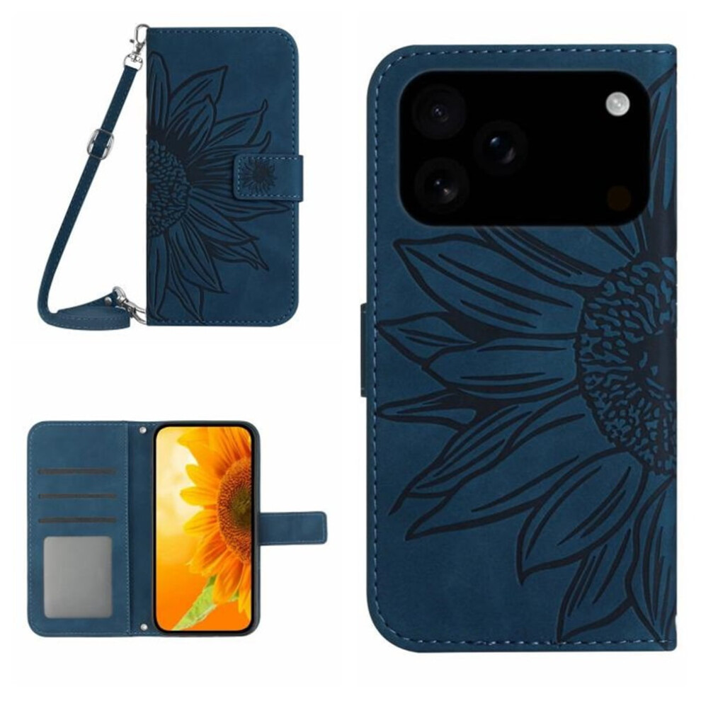 Sunflower Embossed Pu Leather Wallet Case For Iphone 17 Pro 9170372630998