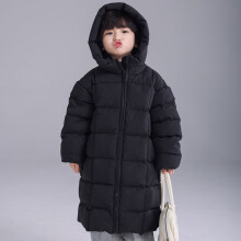 Girls Thickened Hooded Winter Coat Windproof Warm Parka Mid-Length Insulated Jacket Nylon-Spandex 4-12Y
