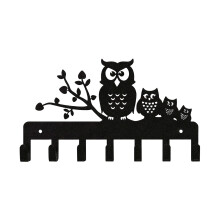 Porte-manteau mural en métal en forme de hibou – Cintre décoratif multifonctionnel pour chapeaux, vêtements et sacs ; convient au salon, au