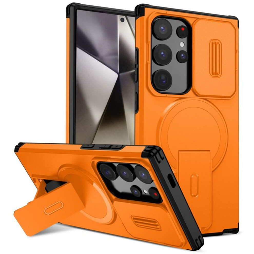 Rugged Case For Samsung Galaxy S24 Ultra 5G 6.8" Â Magsafe, Invisible Fold Stand, Sliding Camera, Shockproof & Dropproof Orange 9170372113941