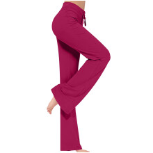 Damemodal bomullslange leggings med ensfarget snøring og høy midje, lange ermer, avslappet trening, løse bukser