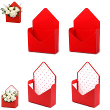 Boîtes à enveloppes Saint-Valentin (lot de 4, rouge assorti), papier d'emballage pour fleurs, boîtes cadeaux pliables pour bouquets, décoration