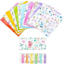 Bloco de Papel para Scrapbook com 24 Folhas e 12 Estampas Florais, 15,2 cm x 15,2 cm, Cartolina Aquarelada para Cartões, Diários, Planejadores e