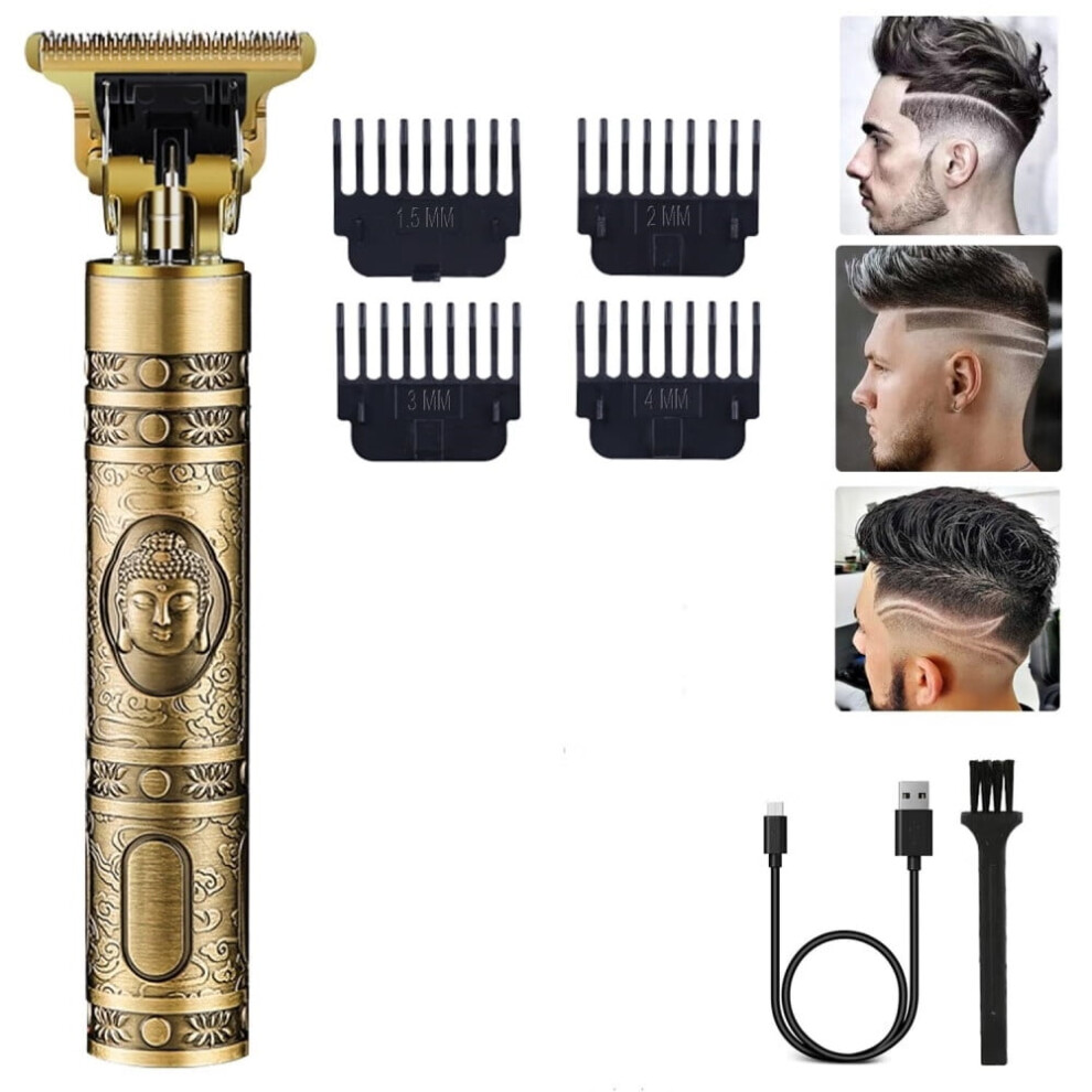 Hair Clippers for Men,Professional Cordless Rechargeable Beard Trimmer Gold Kit with Guide Combs