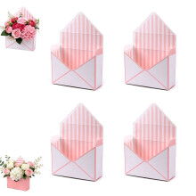 Boîtes enveloppes Saint-Valentin (4 pièces, roses) – Boîte cadeau, papier d'emballage pour fleurs, emballage pour bouquets de mariage,
