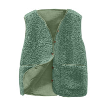 Women's Fashion Casual Loose Short Lamb Wool Fleece Vest for Autumn and Winter, Turquoise, Size XXXL